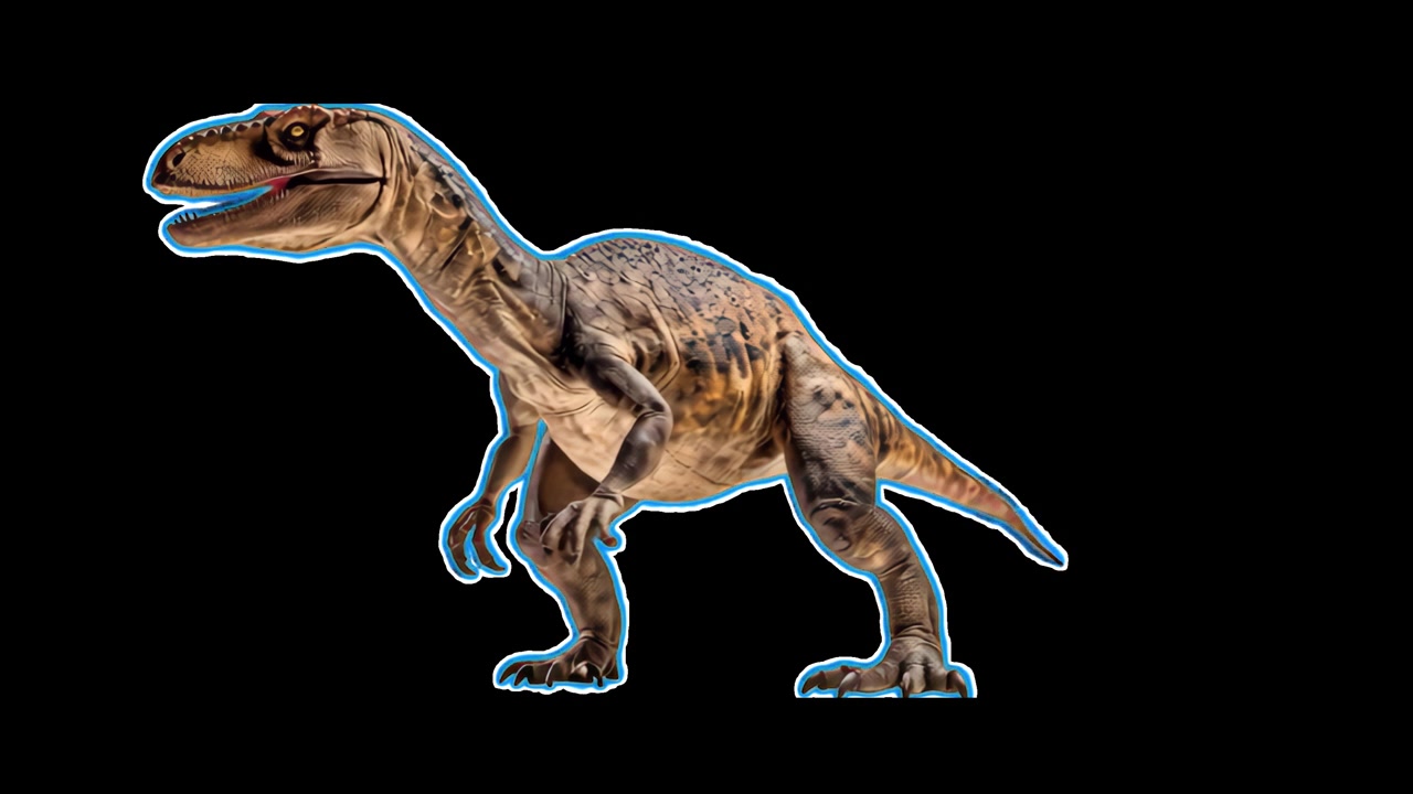 Dinosauro Raptor preistorico realistico in piedi isolato su sfondo nero.
