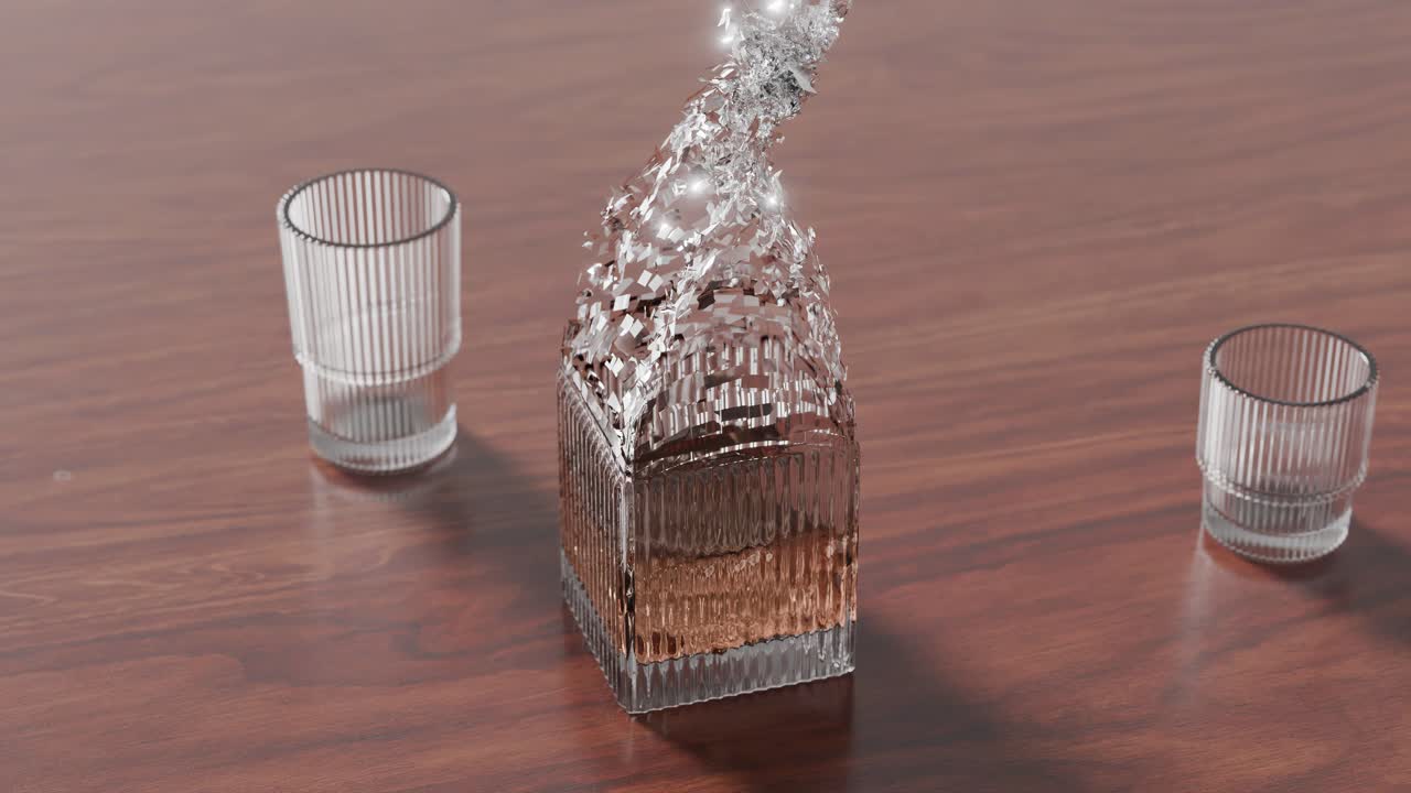 구리 표면에 깨진 음료 잔