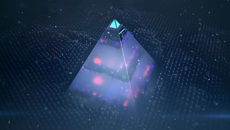 piramide hi-tech e scansione della forma d'onda loop senza cuciture animazione di rendering 3d