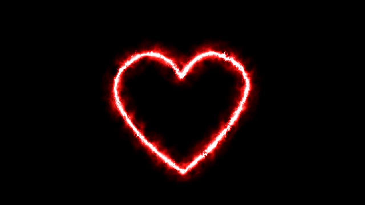 corazón de fuego. el marco de fuego se enciende con un parpadeo. animación de bucle
