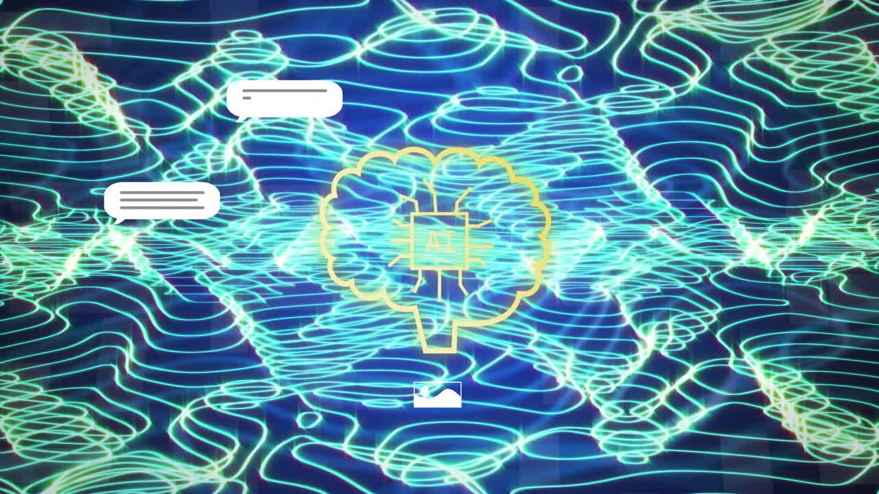 animación del procesamiento de datos sobre líneas brillantes azules en fondo oscuro