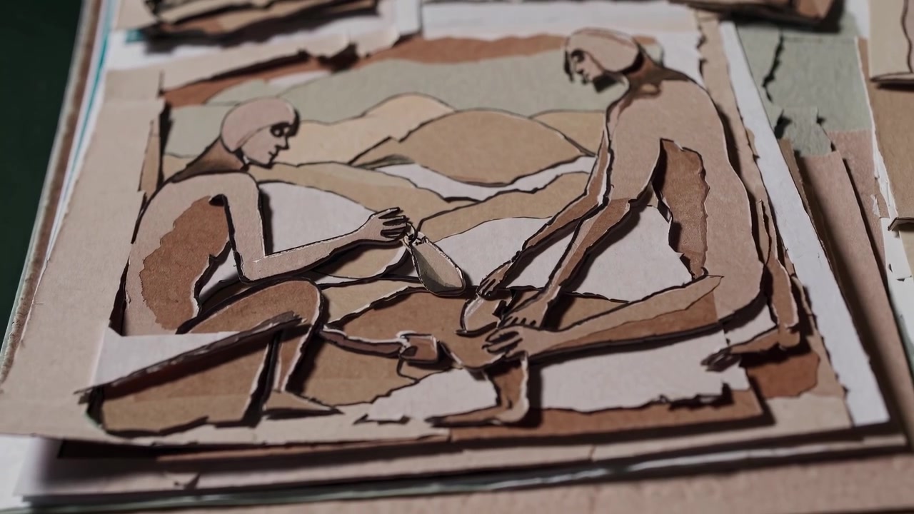 Arte de Recorte de Papel Artesanal Retratando Figuras Antigas