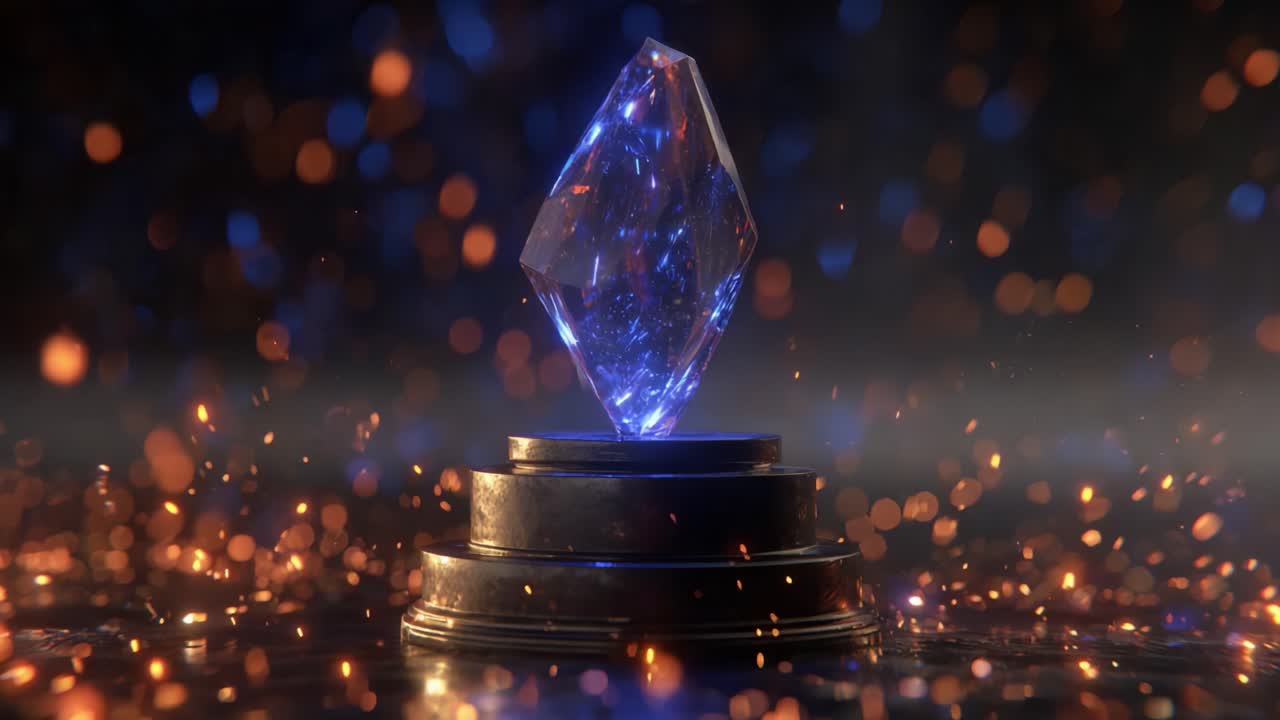 A stunning visual representation of a mystical crystal, illuminating the surrounding space with enchanting glows and captivating sparkles, symbolizing beauty and the essence of magical elements in a vibrant atmosphere