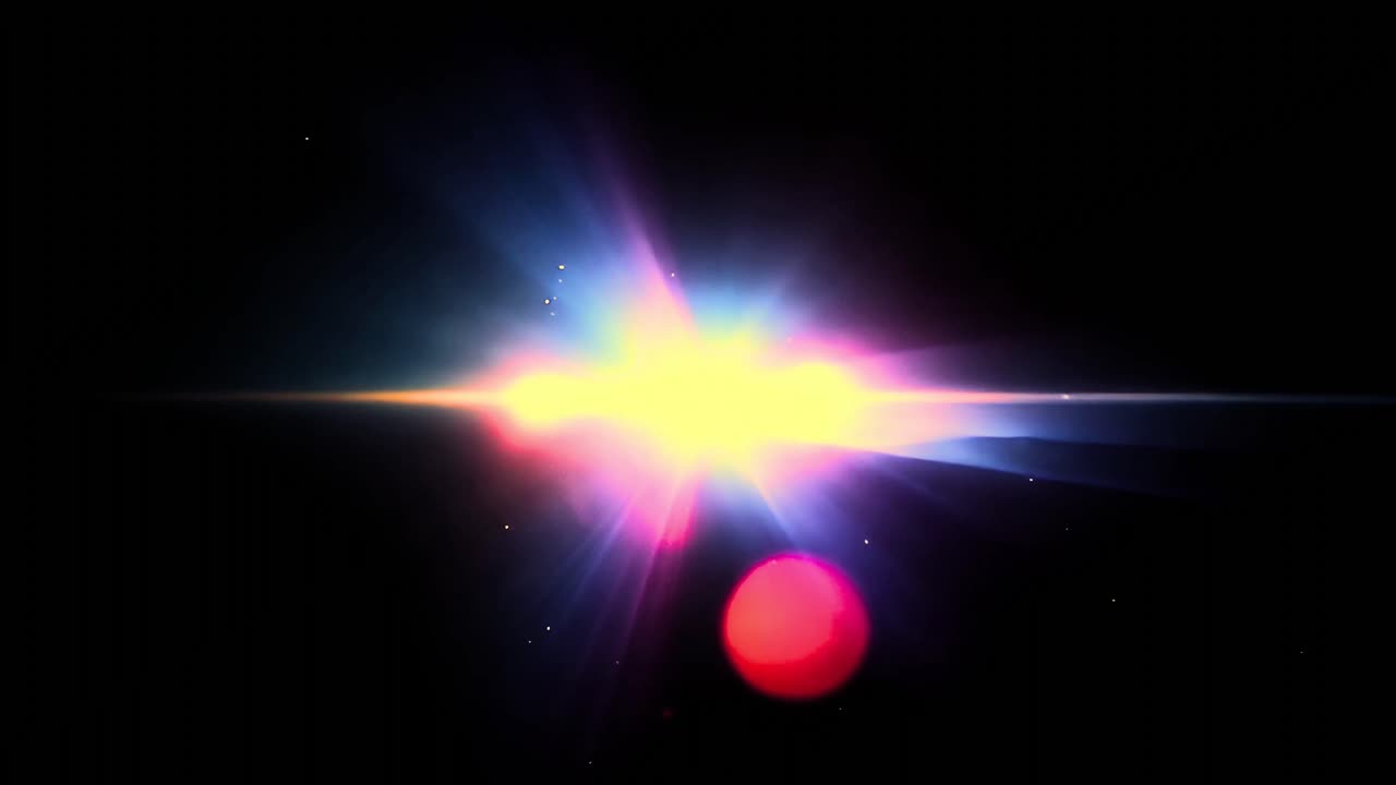 Fascio di luce brillante con flare colorato dell'obiettivo e bokeh