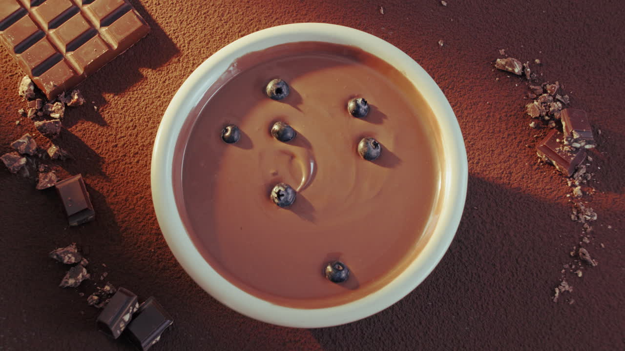 Chocolate dessert with blueberries