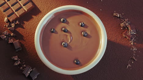chocolate dessert with blueberries