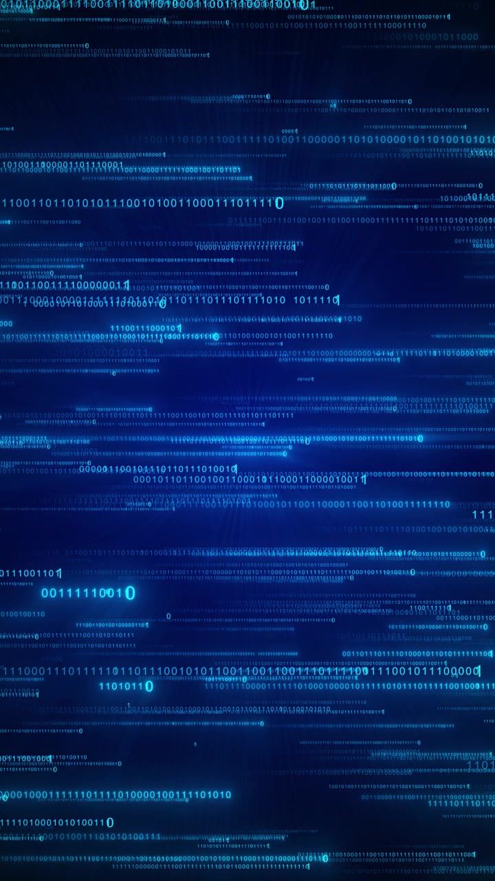 Fast digital code streams with cyan binary numbers motion blur and deep blue data space cyber
