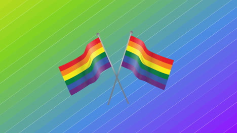 animación de banderas del arco iris sobre rayas del arco iris