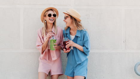 two friends enjoying drinks