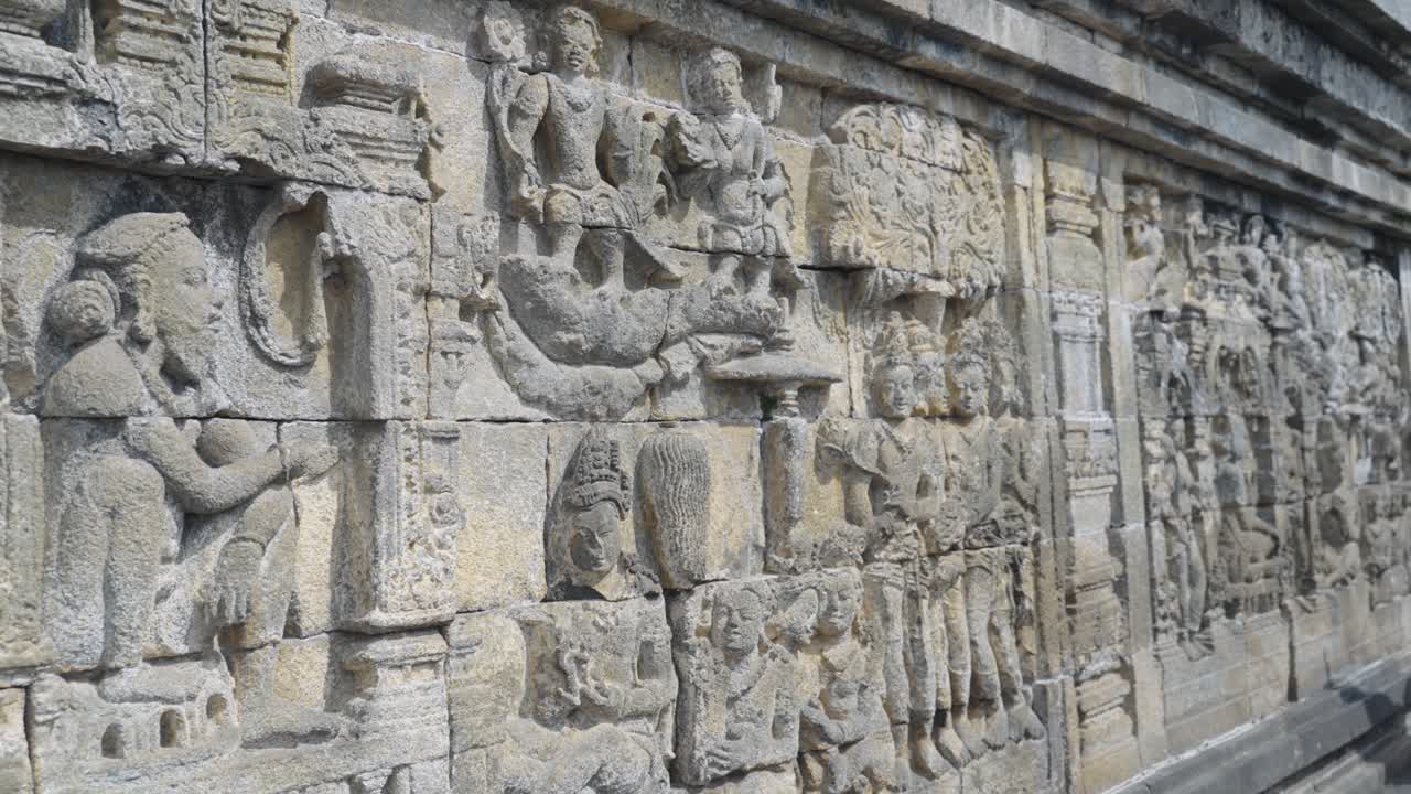 detalladas obras ornamentadas de la pared y historia del famoso templo de borobudur yogyakarta java indonesia