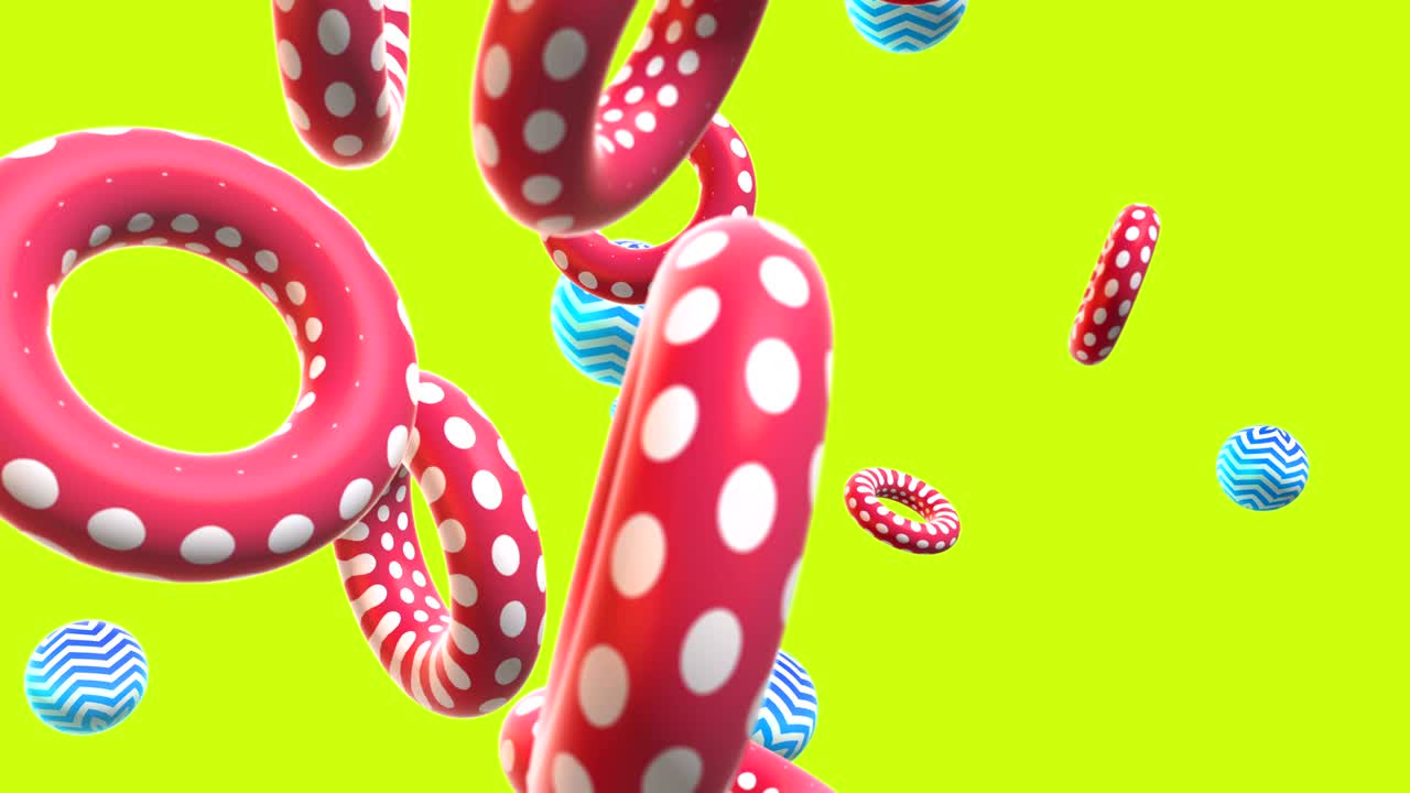 fondo abstractamente colorido con formas geométricas simples voladoras o flotantes. animación 3d decorativa multicolor con bucle. composición moderna brillante.