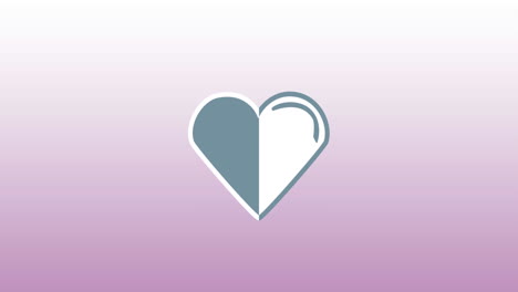 animación del icono del corazón de doble tono contra un fondo de gradiente púrpura