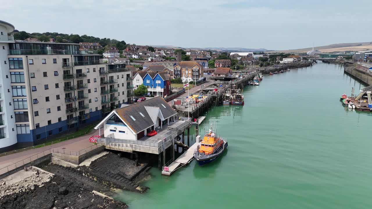 rni 구명 보트 newhaven 동부 서섹스 영국 드론, 공중