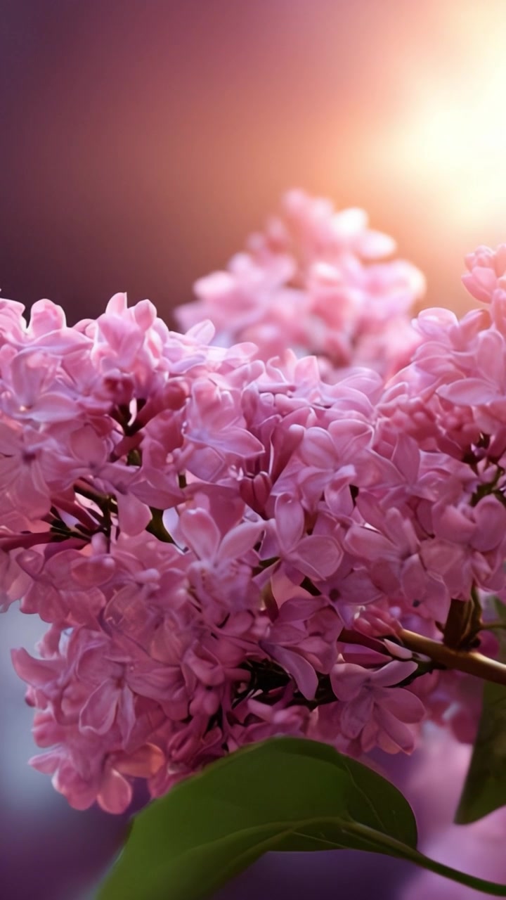 Bunga Lilac Mekar yang Memukau dalam Cahaya Pagi yang Lembut, Menampilkan Kelopak Halus dan Daun Hijau Rimbun, Membangkitkan Rasa Ketenangan dan Keindahan Alam