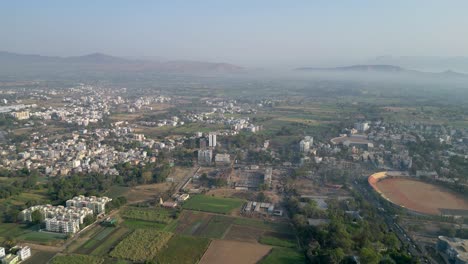 satara city morning wide to closeup drone view in maharashtra