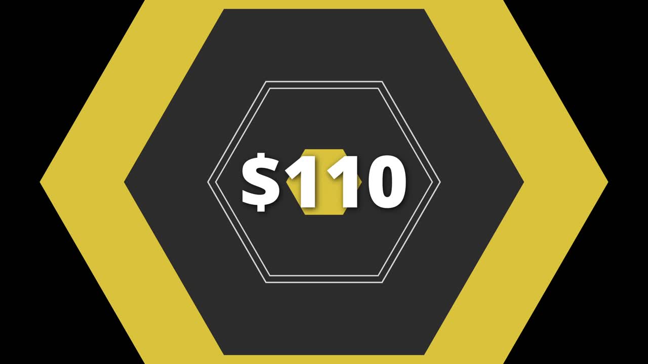 This graphic creatively showcases a price of $110 in a modern digital format