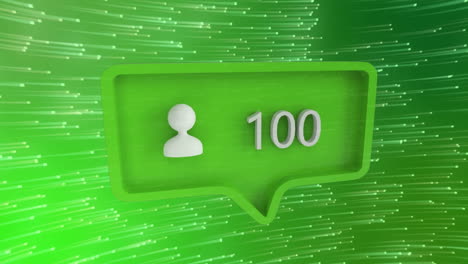 animación de personas icono digital en burbuja de habla verde y fondo de angustia verde