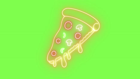 neon outline of a pizza slice melting away