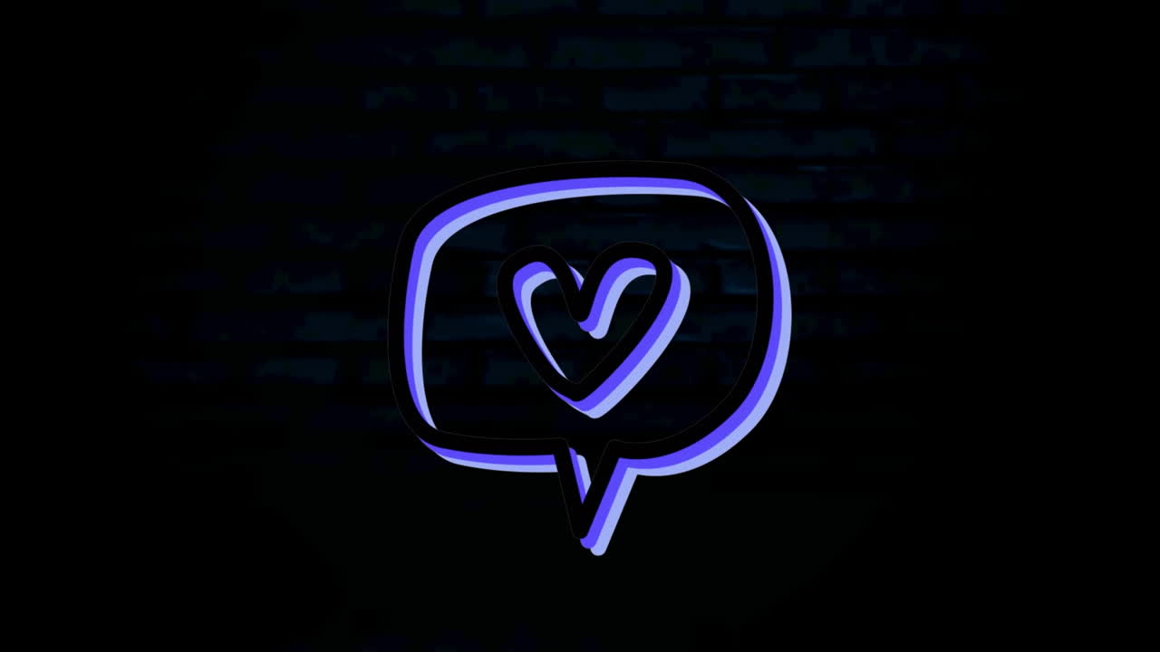 Digital animation of heart inside a message envelope icon against black background