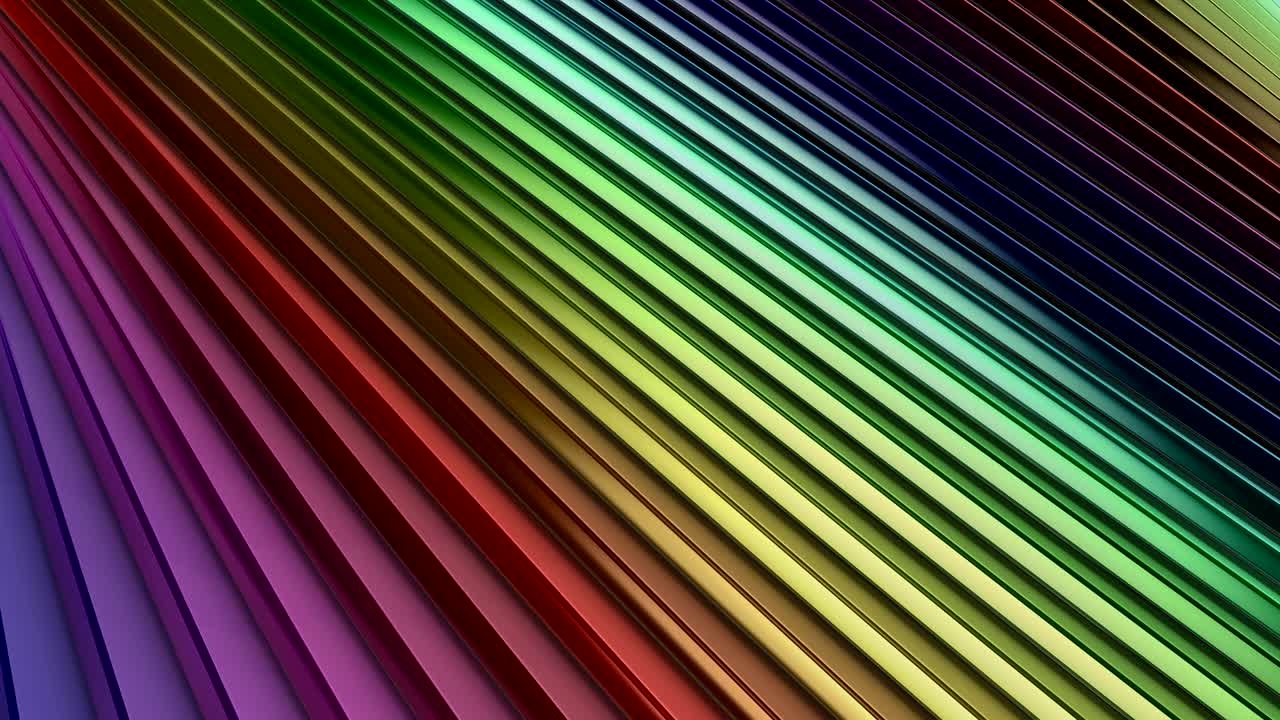 animación en bucle de un espectro de arco iris de rectángulos reflectantes rotativos de colores