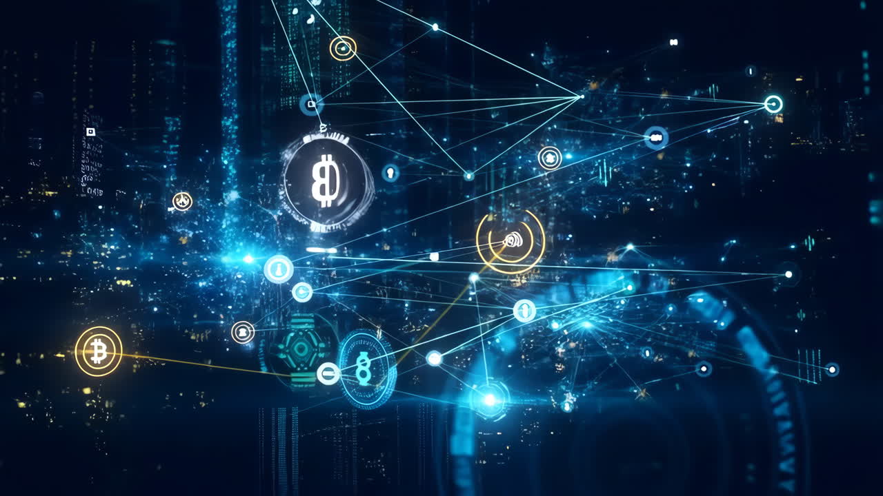 Abstract Representation of a Global Cryptocurrency and Blockchain Network