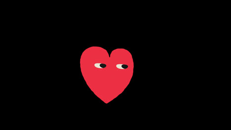 Rotes-Herz-Mit-Augensymbol,-Liebesschleifen-Animationsvideo,-Transparenter-Hintergrund-Mit-Alphakanal.