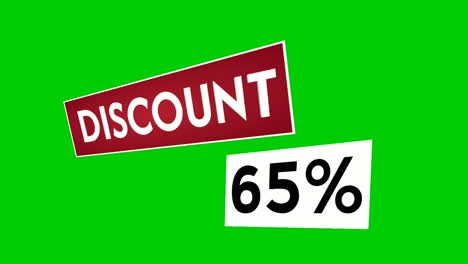 discount 65% percent text animation motion graphics suitable for your flash sales,black friday, shopping projects business concept on green screen