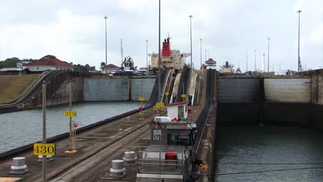 view of both runways chambers at gatun locks, panama canal