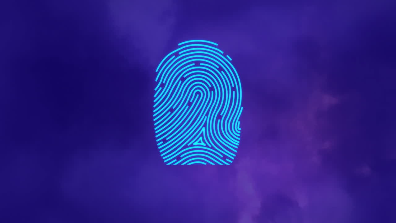 Animation of fingerprint over storm clouds
