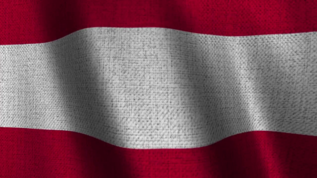 Østrigs flag som fuldskærms stofbaggrund.