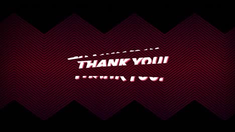 Animation-of-text,-thank-you,-in-white,-splitting,-over-red-zigzag-lines-on-black