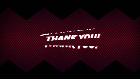 animación del texto, gracias, en blanco, división, sobre líneas en zigzag rojas en negro