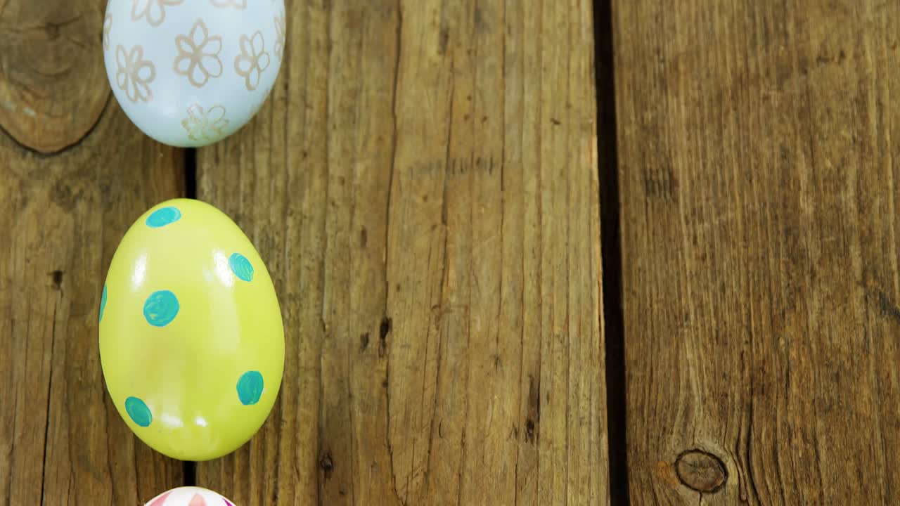 Painted Easter eggs arranged in a row