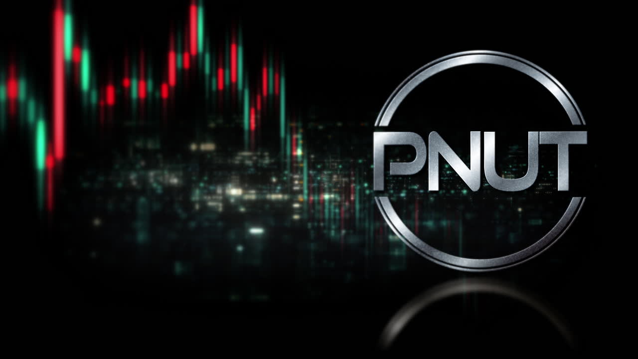 Futuristic digital background highlighting advanced cryptocurrency and encryption technology, featuring blockchain networks and secure cryptographic systems : PNUT