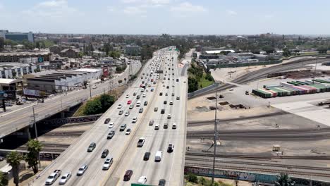 California-Interstate-5-in-Los-Angeles---daytime-aerial-flyover