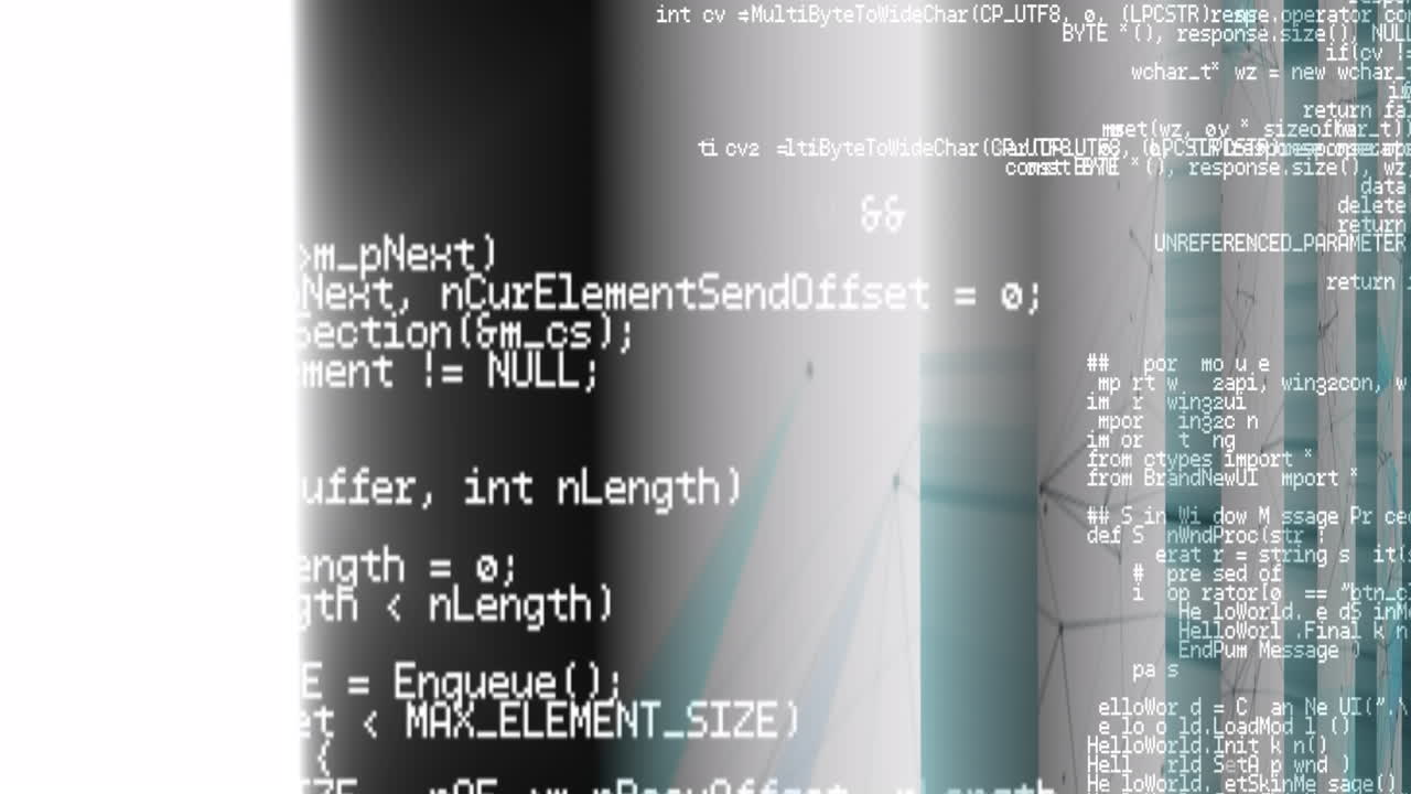 Animation of data processing and shapes on white background