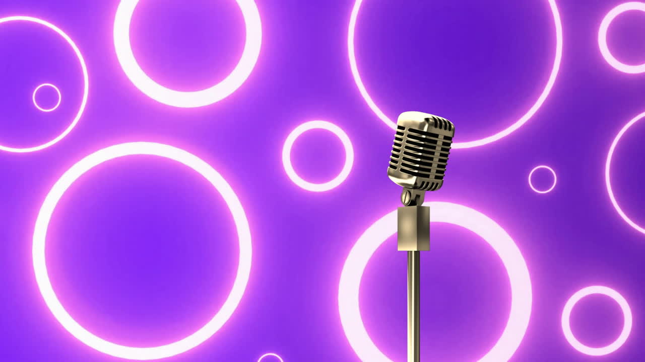 Animation of microphone over neon circles