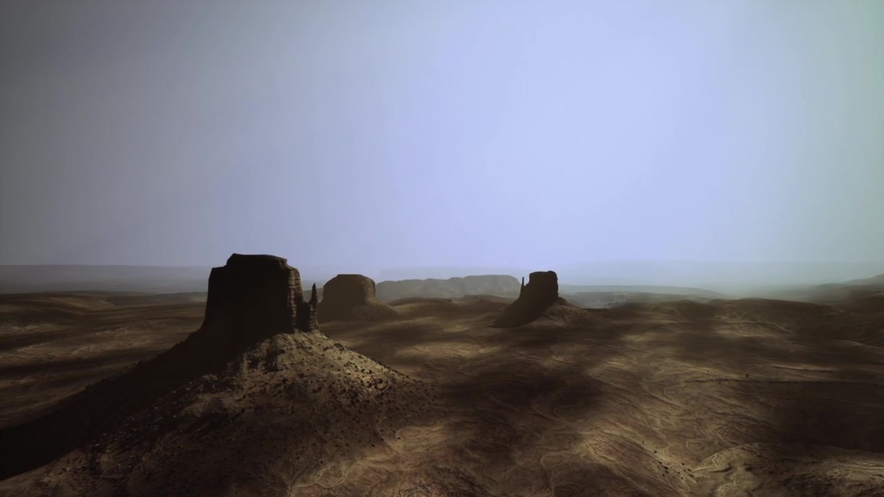 Vaste pianure aride con imponenti formazioni di arenaria e un'atmosfera suggestiva