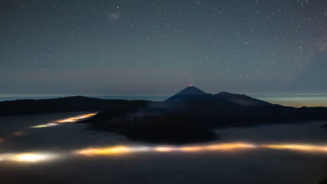 startrail over mount bromo, java, indonesia