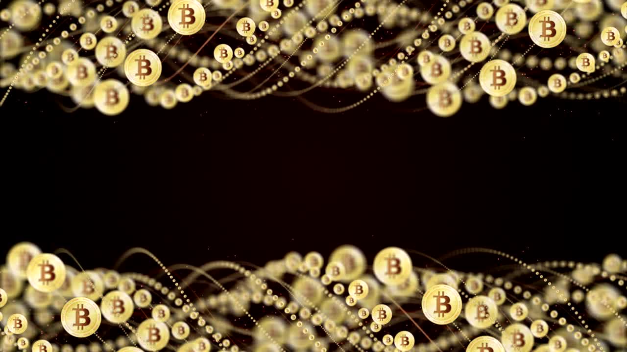 BITCOIN Coins Animation, Background, Rendering, Loop