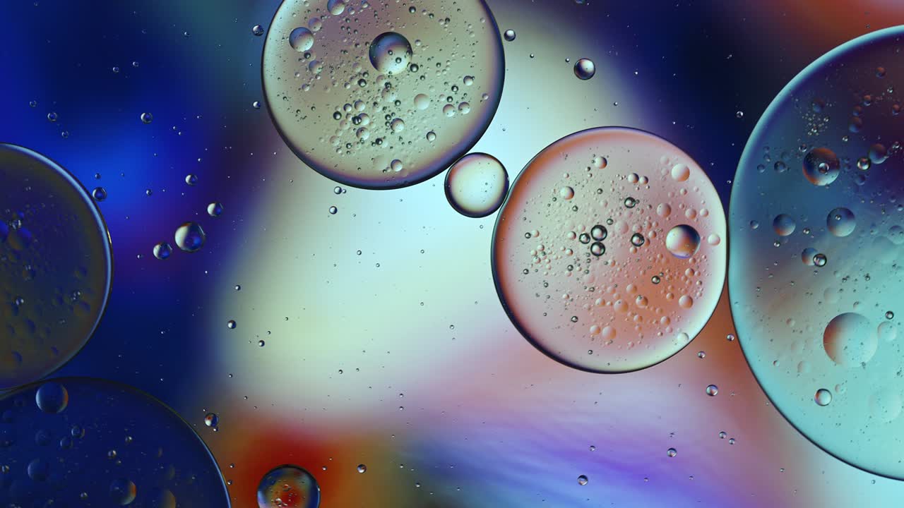 abstract colorido alimentos gotas de aceite burbujas y esferas que fluyen