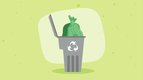 gray garbage pot ecology animation