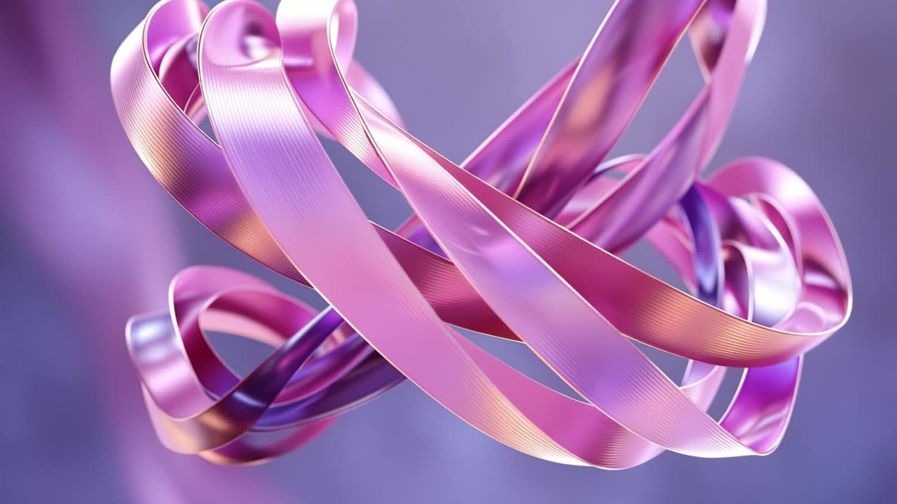 Sanfte violette Bänder winden sich in leuchtender Bewegung. Verträumte Farbtöne wirbeln mit sanfter, fließender Anmut. Ideal für abstrakte Design- oder digitale Kunstprojekte. Ätherische Bewegung ruft Ruhe und Staunen hervor.
