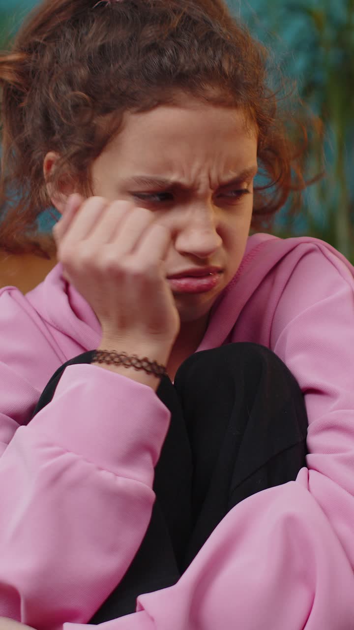 Preteen girl suffers from unfair situation unrequited love violence abuse bullying in family