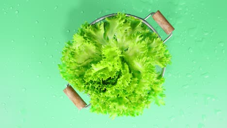 salad in a colander rotates slowly.