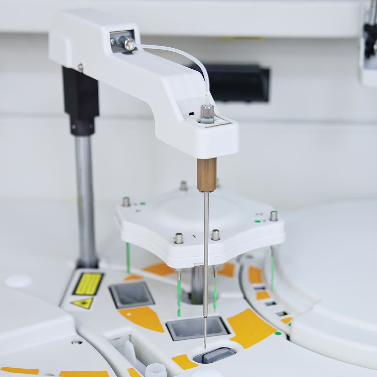 Equipment working at the modern science laboratory. Close up. Advanced apparatus for blood testing at hospital