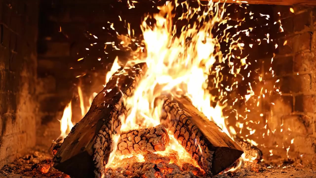 Fiamme affascinanti danzano in un camino rustico, creando un'atmosfera calda e accogliente di comfort e serenità, ideale per serate intime accanto al fuoco