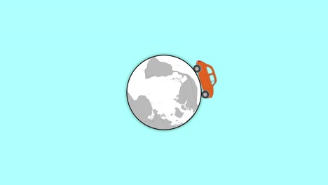 the car travels around the globe. screensaver. 4k video illustration.
