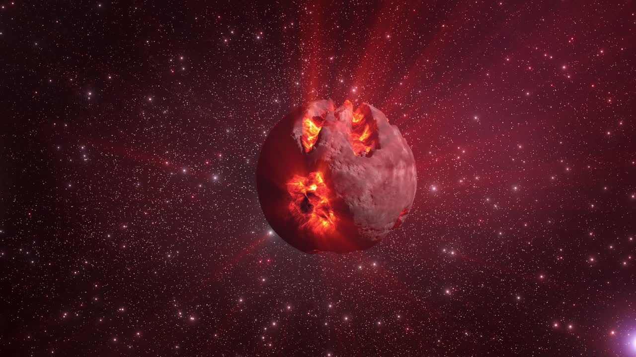 un planeta explotando en el espacio