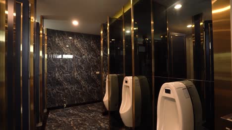 luxury and elegant black marble tile wall public restroom